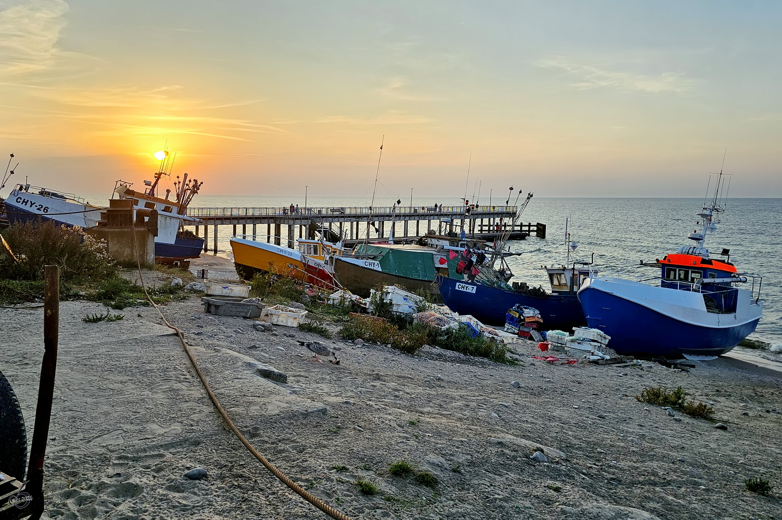 Im polnischen Ostseebad Chłopy ist ein kleiner Teil des Strandes für die örtlichen Fischereifahrzeuge reserviert.