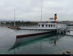 Lac Leman - Dampfschiff HELVETIE in der Hafenanlage in der Stadt Genf am 2024.11.03