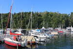 Liegeplätze im kleinen Hafen im Scharmützelsee an der Parkallee in Bad Saarow am 22. September 2024.