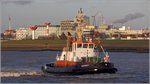 Die 2005 gebaute BUGSIER 1 (IMO 9320908) ist am 23.03.2016 Höhe Bremerhaven auf der Weser unterwegs. Dieser Bugsier-Schlepper ist 33,68 m lang, 11,10 m breit, hat eine Maschinenleistung von 4.100 kW und einen Pfahlzug von 58 t. Heimathafen ist Hamburg.