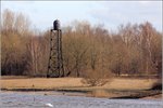 Der 18 m hohe Leuchtturm Warflether Sand war von 1898 bis 1985 in Betrieb. 23.03.2016