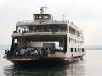 Das Fhrschiff  Meersburg  der Fhrlinie Konstanz-Meersburg wartet vorm Hafen Meersburg auf einen freien Anlegeplatz (10.04.2010)