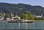 Juwel auf dem Bodensee: Dampfschiff  Hohentwiel  (Baujahr 1913) wurde beim Ablegen in Bregenz (AT) gesehen.