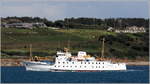 Die 1977 gebaute SCILLONIAN III (IMO 7527796) verlässt am 26.04.2017 St. Mary's. Sie bedient acht Monate im Jahr die Fährstrecke zwischen Penzance und St. Mary's (Isles of Scilly). Die SCILLONIAN III ist 67 m lang 11 m breit, hat eine GT von 1.346, eine DWT von 262 t und bietet max. 600 Passagieren Platz. Heimathafen ist Scilly (Großbritannien).