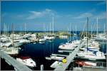 Die Beaucette Yacht Marine in Vale auf Guernsey. Scan eines Dias vom Sommer 1993.