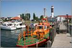 Am Fischereihafen Timmendorf auf der Insel Poel steht seit 1872 das Leit- und Quermarkenfeuer Timmendorf. Aufnahmedatum: 28.05.2005