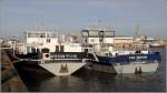 Die beiden Tankmotorschiffe EVENTUM (ENI 04812030) und PIZ BEVER (ENI 04810470) liegen am 25.12.2015 im Päckchen im Fischereihafen 1 in Bremerhaven. 