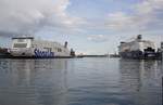 Stena Scandinavica von Stena Line und die Color Magic - Oslo - an ihren Liegeplätzen in Kiel, 01.09.2017