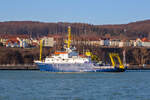 Forschungsschiff ELISABETH MANN BORGESE (IMO 8521438) anlegend im Sassnitzer Hafen.