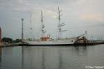 Die Gorch Fock im Stralsunder Stadthafen am Morgen des 21. August 2009.
