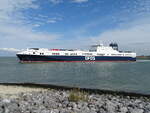 Die Ro-Ro Schiff  BEGONIA SEAWAYS  mit fahrt zwischen GENT (Belgien) und GÖTEBORG (Sweden).

Hier, im Terneuzen (Nederland), 29-08-2024