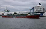 Beukborg auf dem Seeweg von Rostock nach New Holland(GB)beim Auslaufen am 13.07.2024 in Warnemünde.