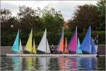 Startklar scheint diese bunte Schar von Segelbooten im Floating Harbour von Bristol zu liegen. 03.06.2014