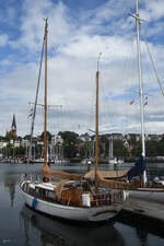 Das Segelboot NIS RANDERS hatte Anfang Juni 2024 in Flensburg festgemacht.