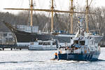 Bundespolizei-Boot BP 65 RHÖN 2 am 15.01.2022 in Lübeck-Travemünde