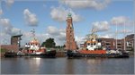 Das Bremerhaven Oberfeuer - auch Loschenturm genannt - ist hier, eingerahmt von den beiden Bugsier-Schleppern MARS und BUGSIER 17 zu sehen. 29.06.2016