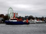 Das 28m lange Boot der Fischereiaufsicht CLUPEA am 08.11.24 in Rostock.