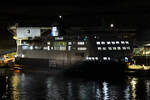 Das DFDS-Fährschiff COTE DES FLANDRES (IMO: 9305843) wurde 2005 gebaut und ist hier Mitte Juli 2024 im Hafen von Dover zu sehen.